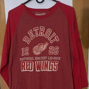 Mitchell & Ness X NHL Detroit Red Wings 3/4 Sleeve T-Shirt XL Men’s